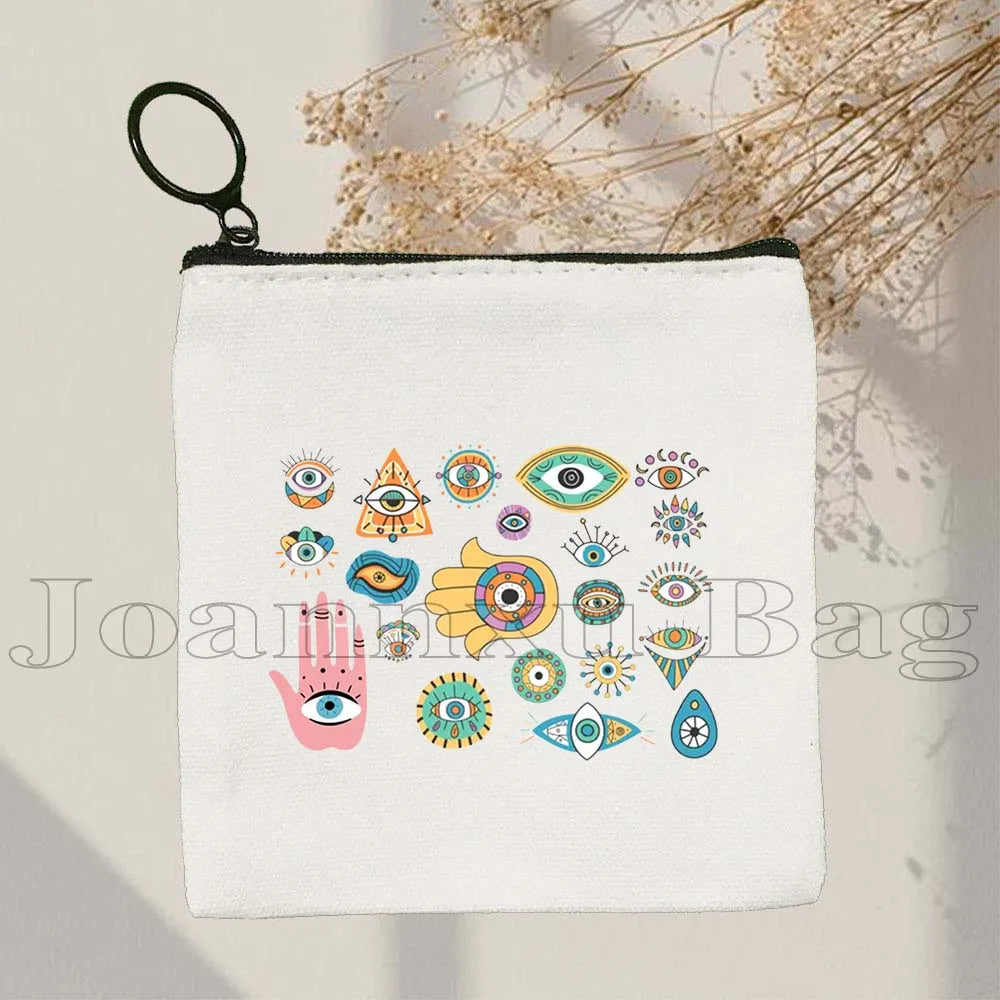 The Evil Eye Curse Protection Turkish Magic Nazar GREECE Blue Evil Eye Amulet Coin Purse Key Case Small Bags Wallet Zipper Pouch