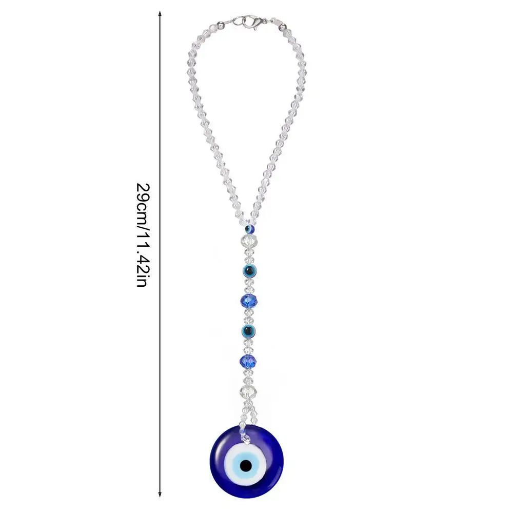 Evil Eye Car Mirror Charm – Blue Protection Beaded Hanging Ornament
