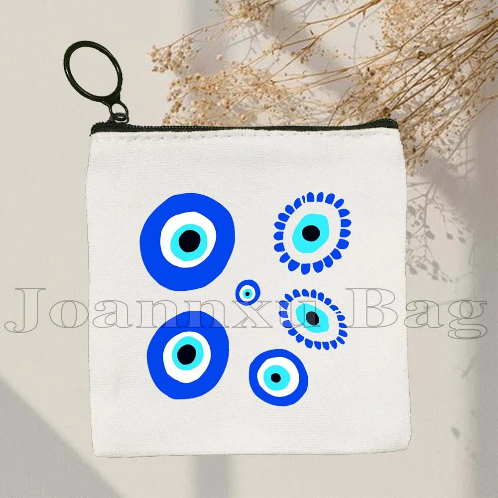 The Evil Eye Curse Protection Turkish Magic Nazar GREECE Blue Evil Eye Amulet Coin Purse Key Case Small Bags Wallet Zipper Pouch