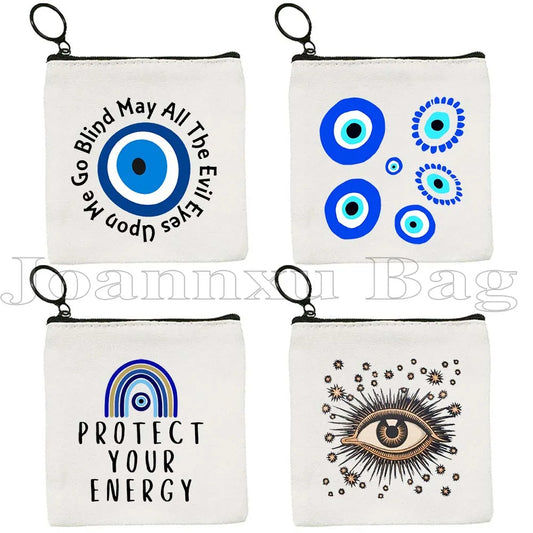 The Evil Eye Curse Protection Turkish Magic Nazar GREECE Blue Evil Eye Amulet Coin Purse Key Case Small Bags Wallet Zipper Pouch