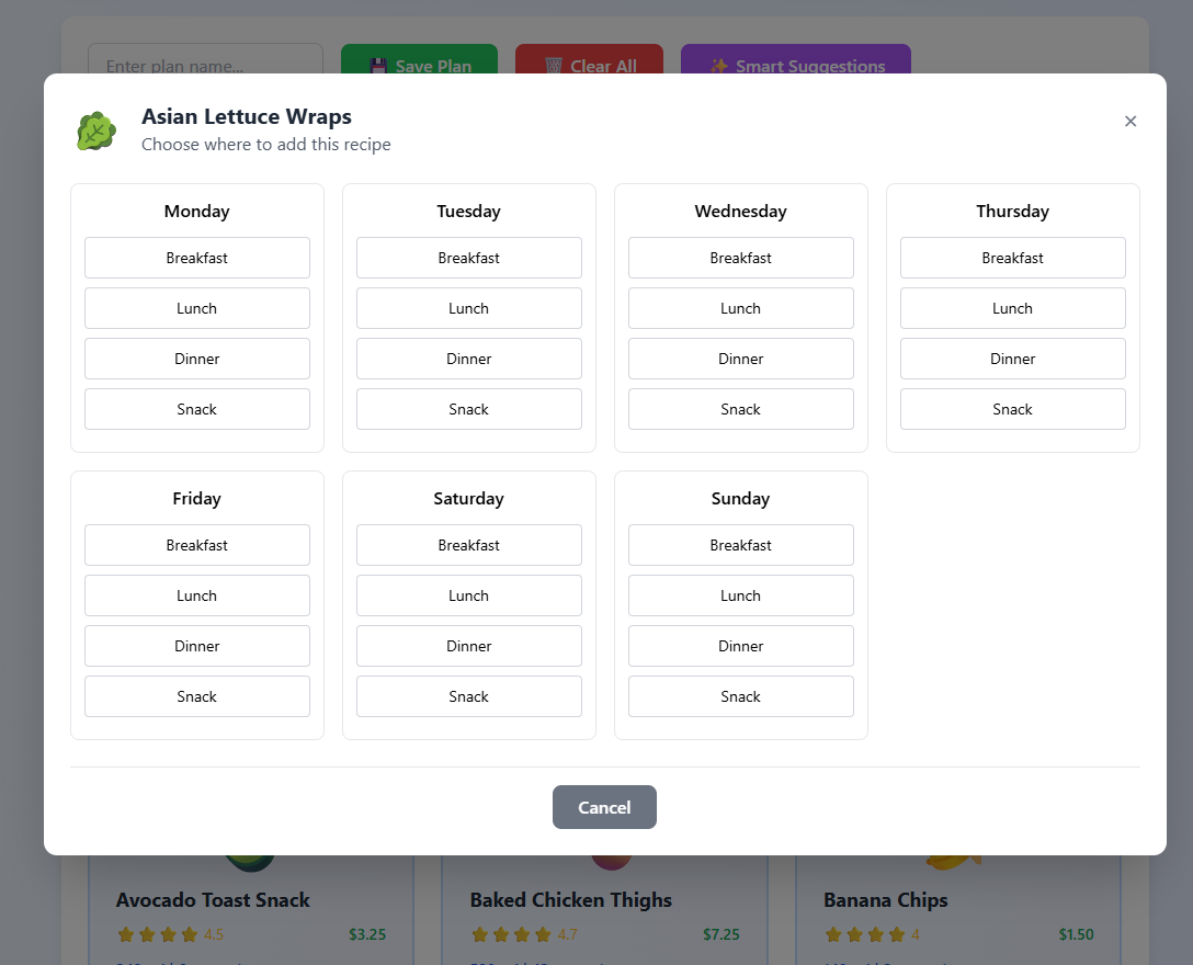 Interactive Advanced Meal Planner App – Smart Meal Planning, Calorie Count, Grocery List & Food Tracker (Digital Download)