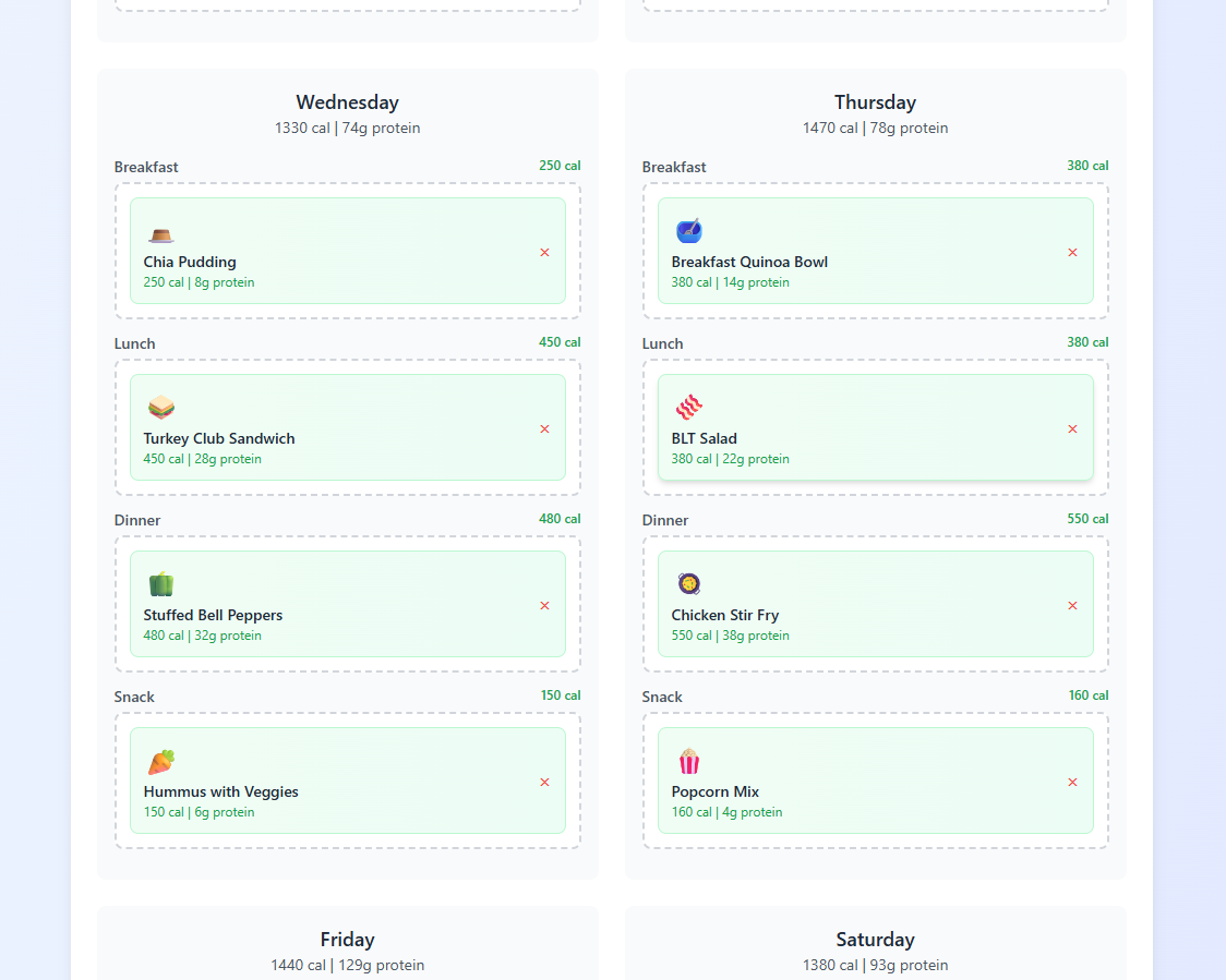 Interactive Advanced Meal Planner App – Smart Meal Planning, Calorie Count, Grocery List & Food Tracker (Digital Download)