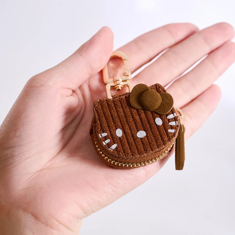 Cute Kitty Coin Purse Keychain, Mini Zipper Wallet, Kawaii Cat Face Pouch