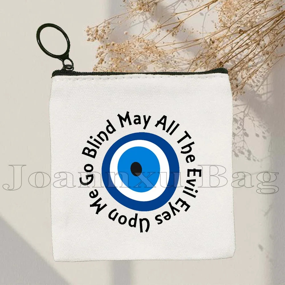 The Evil Eye Curse Protection Turkish Magic Nazar GREECE Blue Evil Eye Amulet Coin Purse Key Case Small Bags Wallet Zipper Pouch