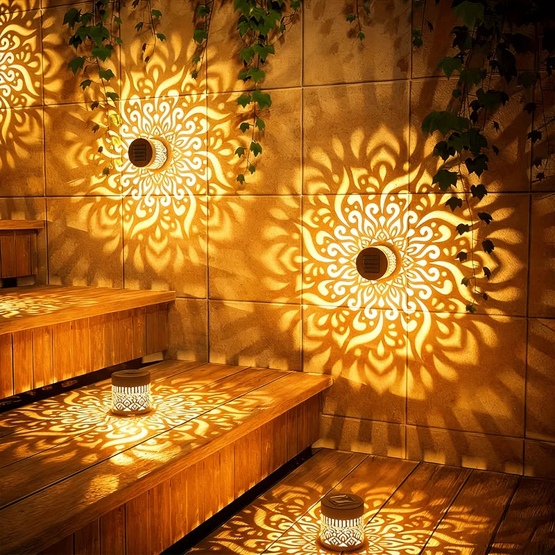 Solar-Powered Datura Lantern Light Wall Lamp Outdoor Garden Patio Walkway Decorations Lighting for Garden Decor
