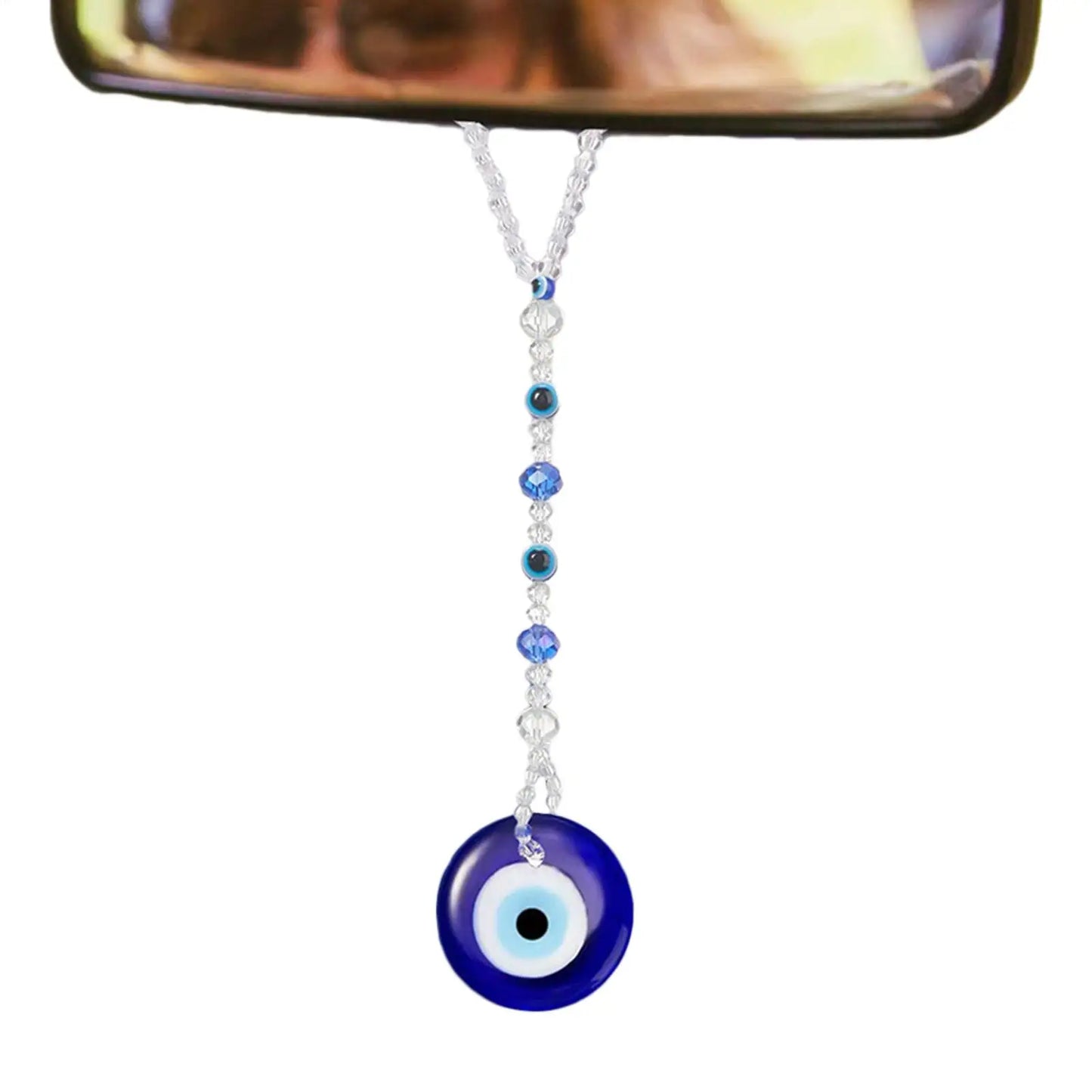 Evil Eye Car Mirror Charm – Blue Protection Beaded Hanging Ornament