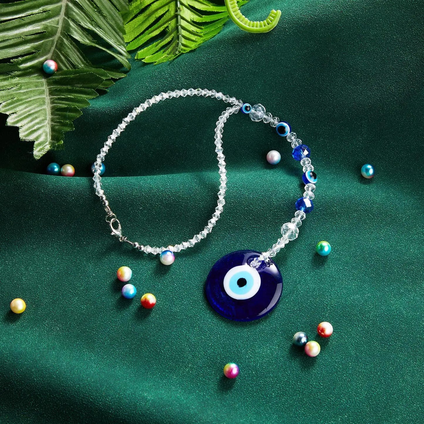 Evil Eye Car Mirror Charm – Blue Protection Beaded Hanging Ornament