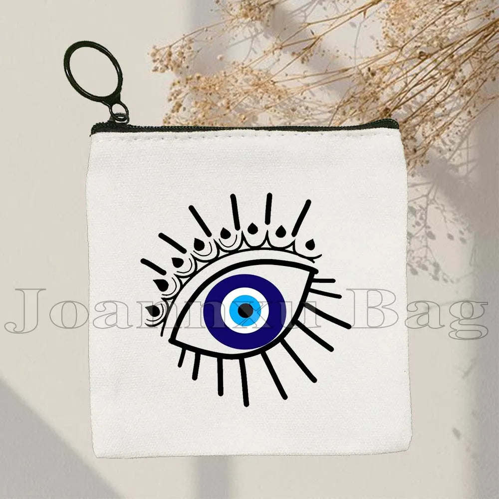 The Evil Eye Curse Protection Turkish Magic Nazar GREECE Blue Evil Eye Amulet Coin Purse Key Case Small Bags Wallet Zipper Pouch