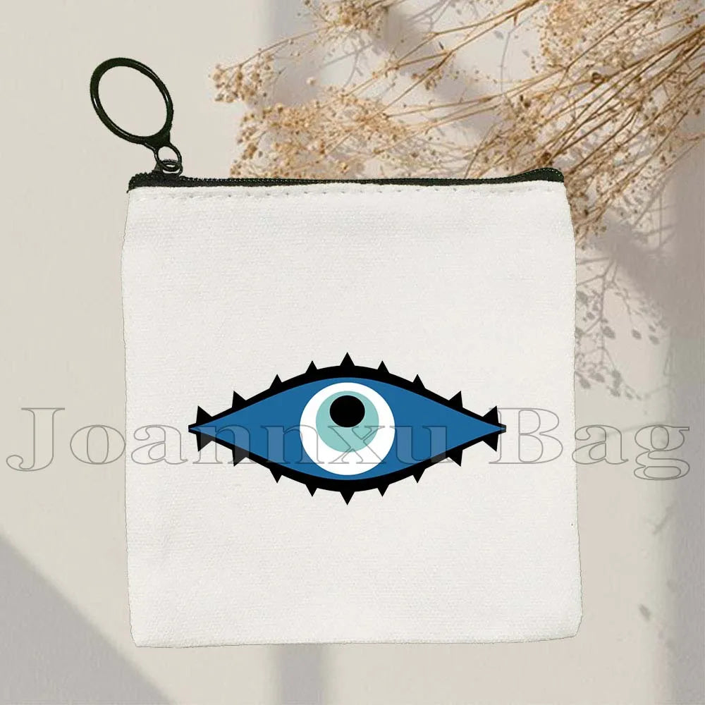 The Evil Eye Curse Protection Turkish Magic Nazar GREECE Blue Evil Eye Amulet Coin Purse Key Case Small Bags Wallet Zipper Pouch