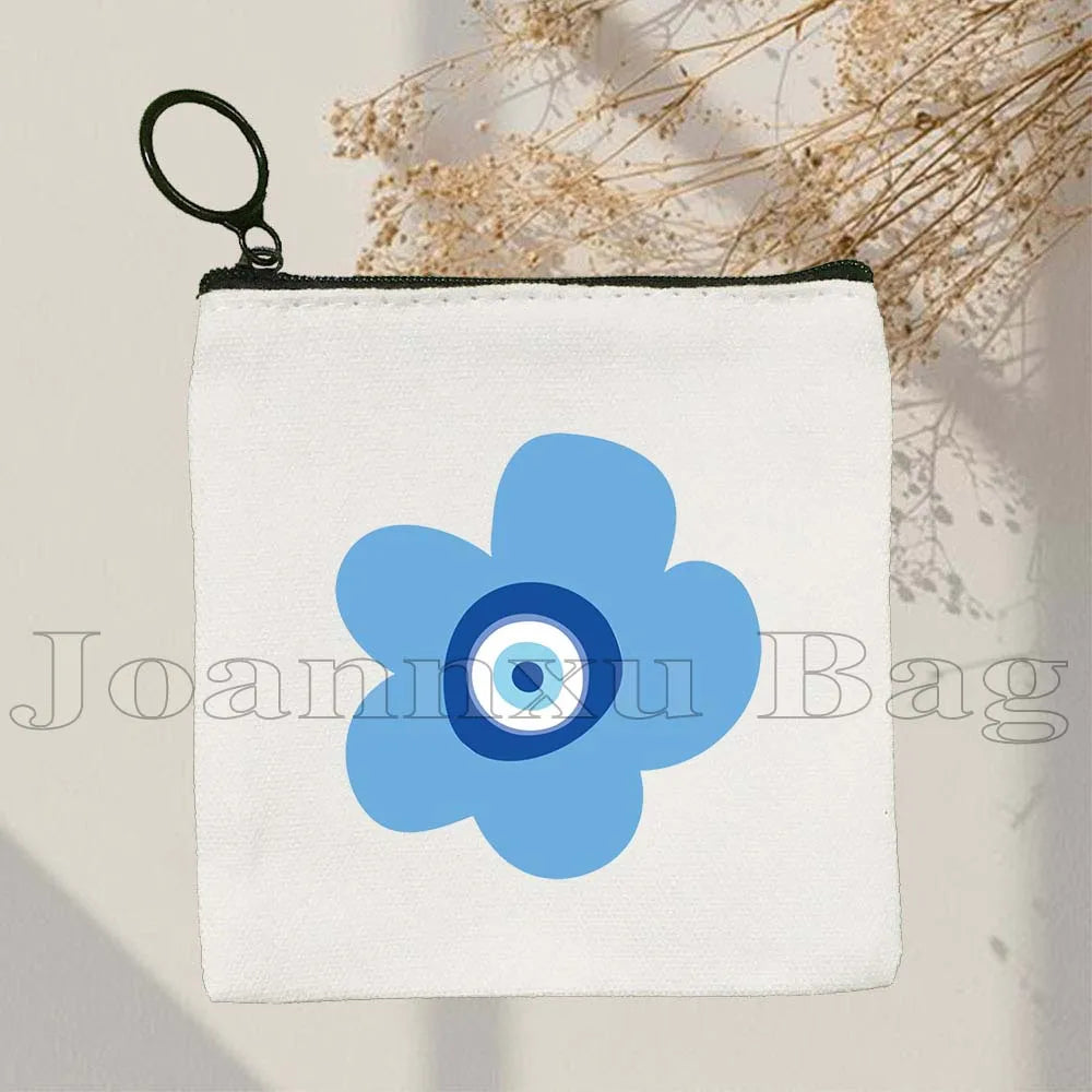 The Evil Eye Curse Protection Turkish Magic Nazar GREECE Blue Evil Eye Amulet Coin Purse Key Case Small Bags Wallet Zipper Pouch