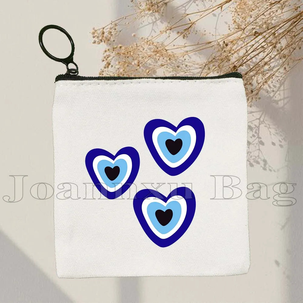 The Evil Eye Curse Protection Turkish Magic Nazar GREECE Blue Evil Eye Amulet Coin Purse Key Case Small Bags Wallet Zipper Pouch