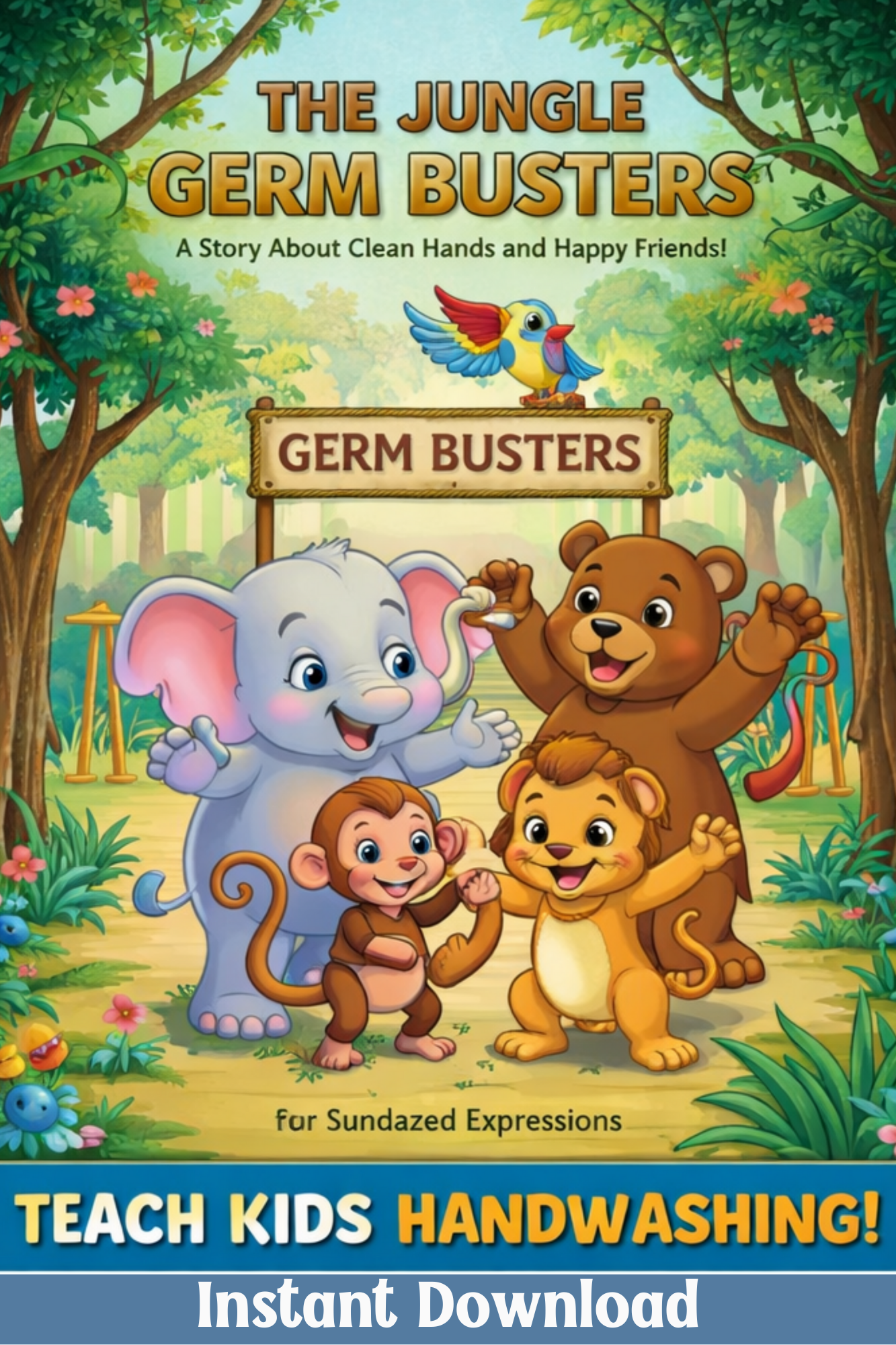 The Jungle Germ Busters – Kids Handwashing Story Book (Digital Download) A fun, gentle hygiene story for ages 3–7
