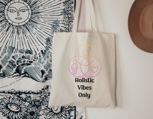 Holistic Vibes Only Cotton Canvas Tote Bag