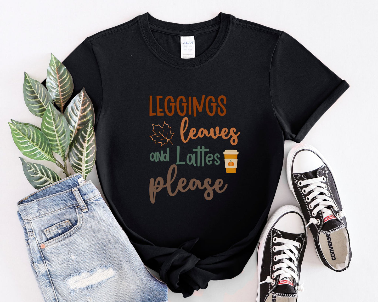 Leggings Leaves and Lattes Please Womens Fall T-shirt