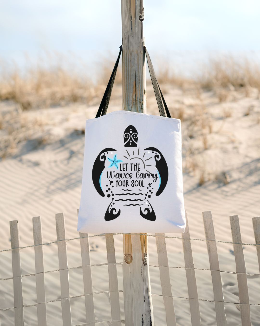 Ocean-Inspired Tote Bag - "Let The Waves Carry Your Soul",  Beach Bag, Carry Bag