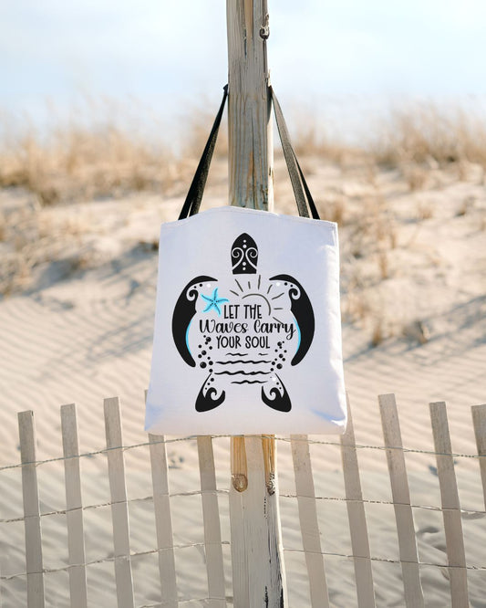Ocean-Inspired Tote Bag - "Let The Waves Carry Your Soul",  Beach Bag, Carry Bag