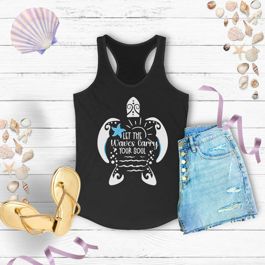 Let the Waves Carry Your Soul Racerback Tank - Beach Vibes for Summer Adventures