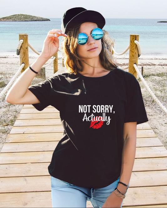 Not Sorry, Actually Women's Softstyle Tee | Sassy Graphic T-Shirt, Cute Casual Wear, Gift for Friends, Statement Tee