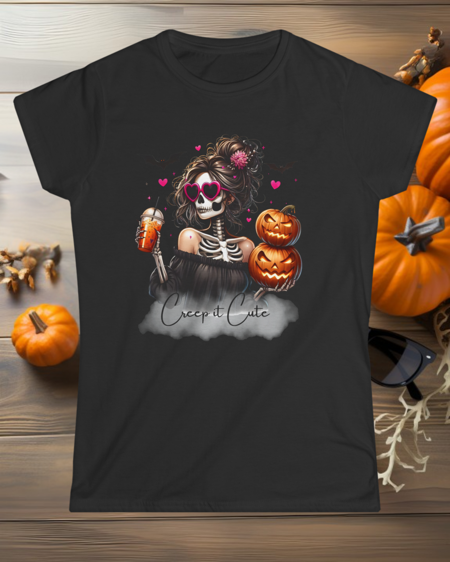 Creepy Cute Halloween Tee, Spooky T-Shirt for Women, Halloween Costume Top, Trick or Treat Shirt, Gift for October Celebrations