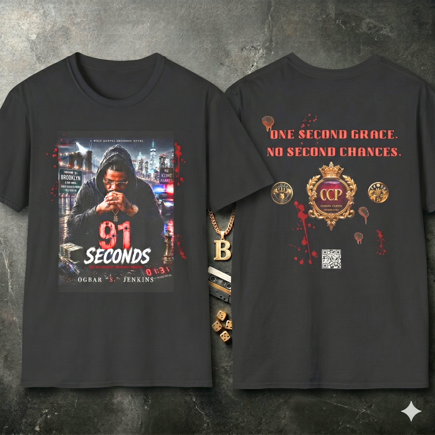 91 Seconds Graphic T-Shirt — "One Second Grace, No Second Chances" Urban Design