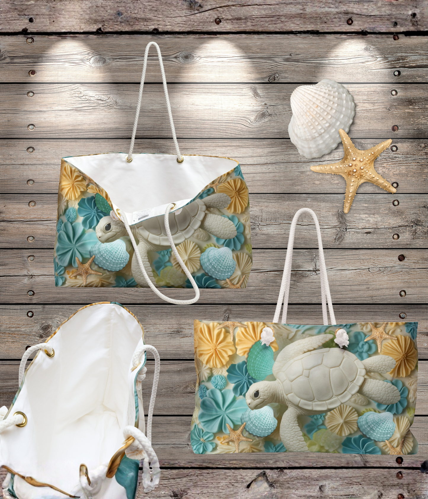 Coastal Turtle Weekender Bag, Beach Bag, Travel Tote, Summer Accessory, Ocean Lover Gift