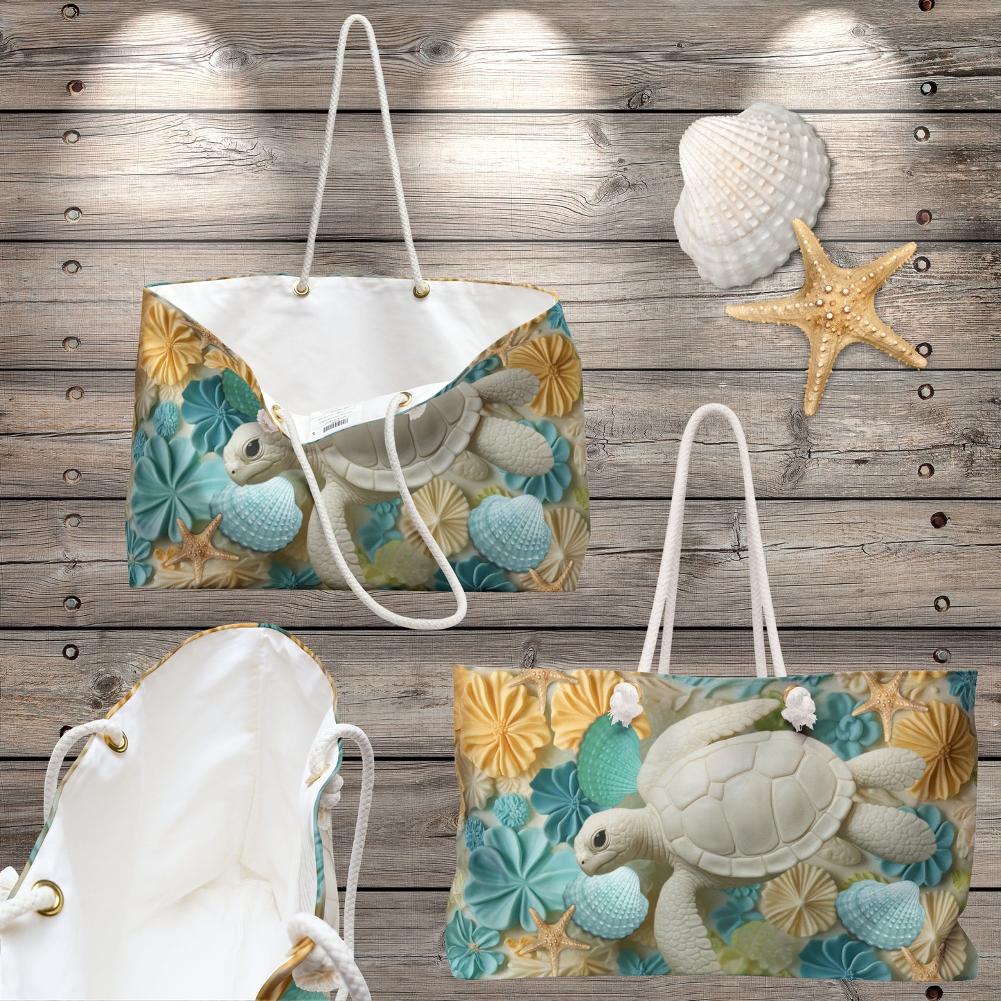 Coastal Turtle Weekender Bag, Beach Bag, Travel Tote, Summer Accessory, Ocean Lover Gift