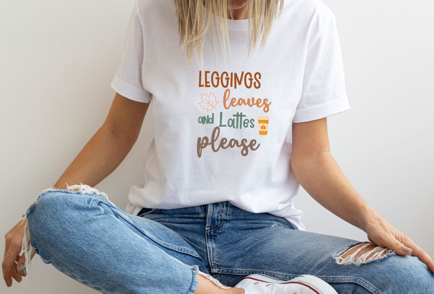 Leggings Leaves and Lattes Please Womens Fall T-shirt
