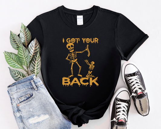 Got your Back Skeleton T-shirt, Halloween Shirt, Funny Fall Shirt, Women's Short Sleeve Tee