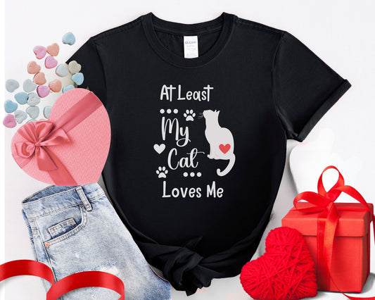 At Least My Cat Loves Me Valentine T-shirt, Funny Valentines Shirt, AntiValentine Shirt, Stupid Cupid