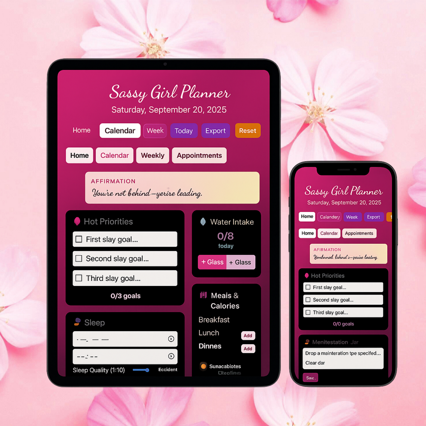 Slay-the-Day Digital Planner — Web App | Daily Goals, Habit Tracker, Calendar, Budget, Gratitude Journal
