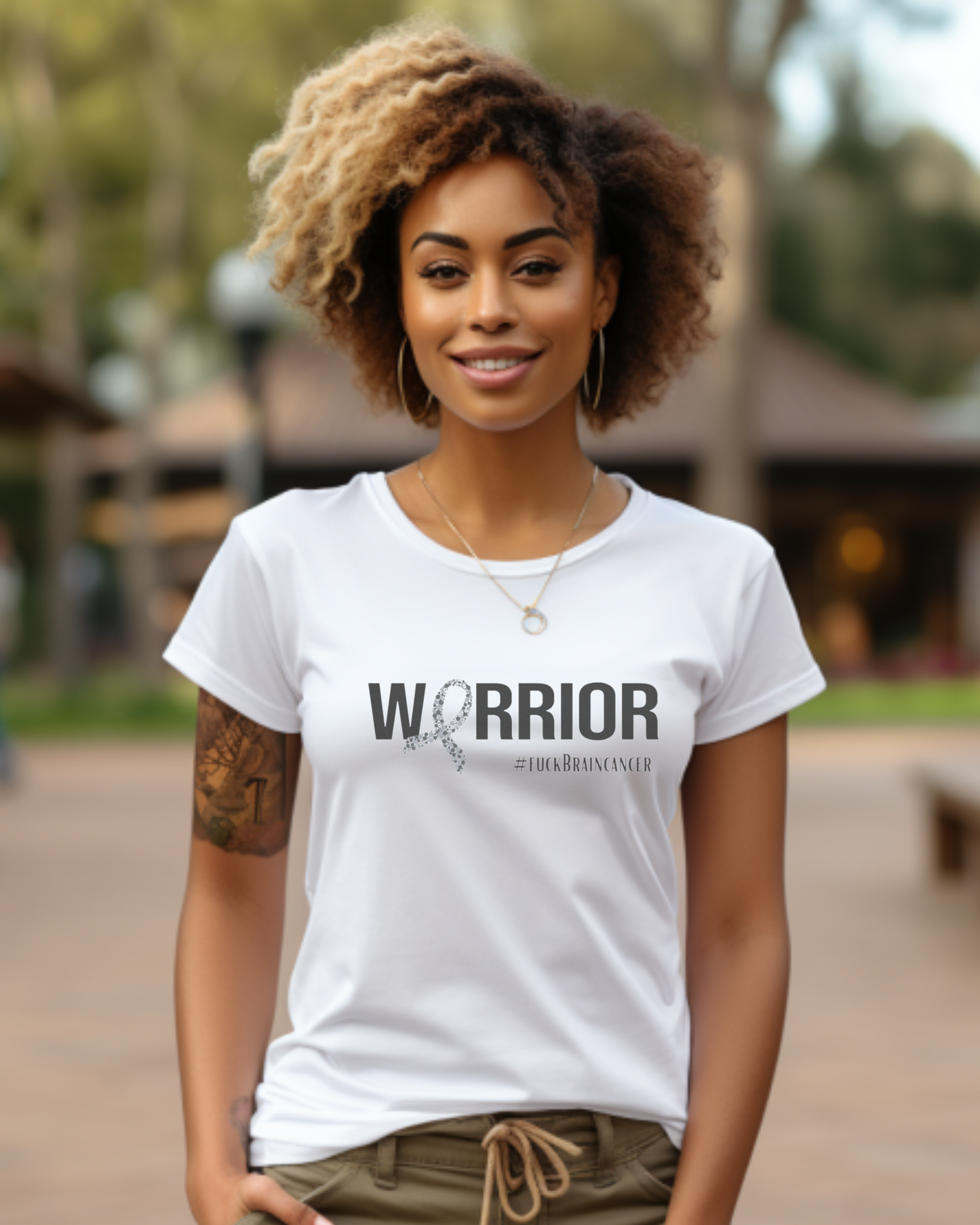Brain Cancer Warrior Tee – Gray Ribbon Camo, Survivor shirt, Support, Cancer Awareness, Unisex