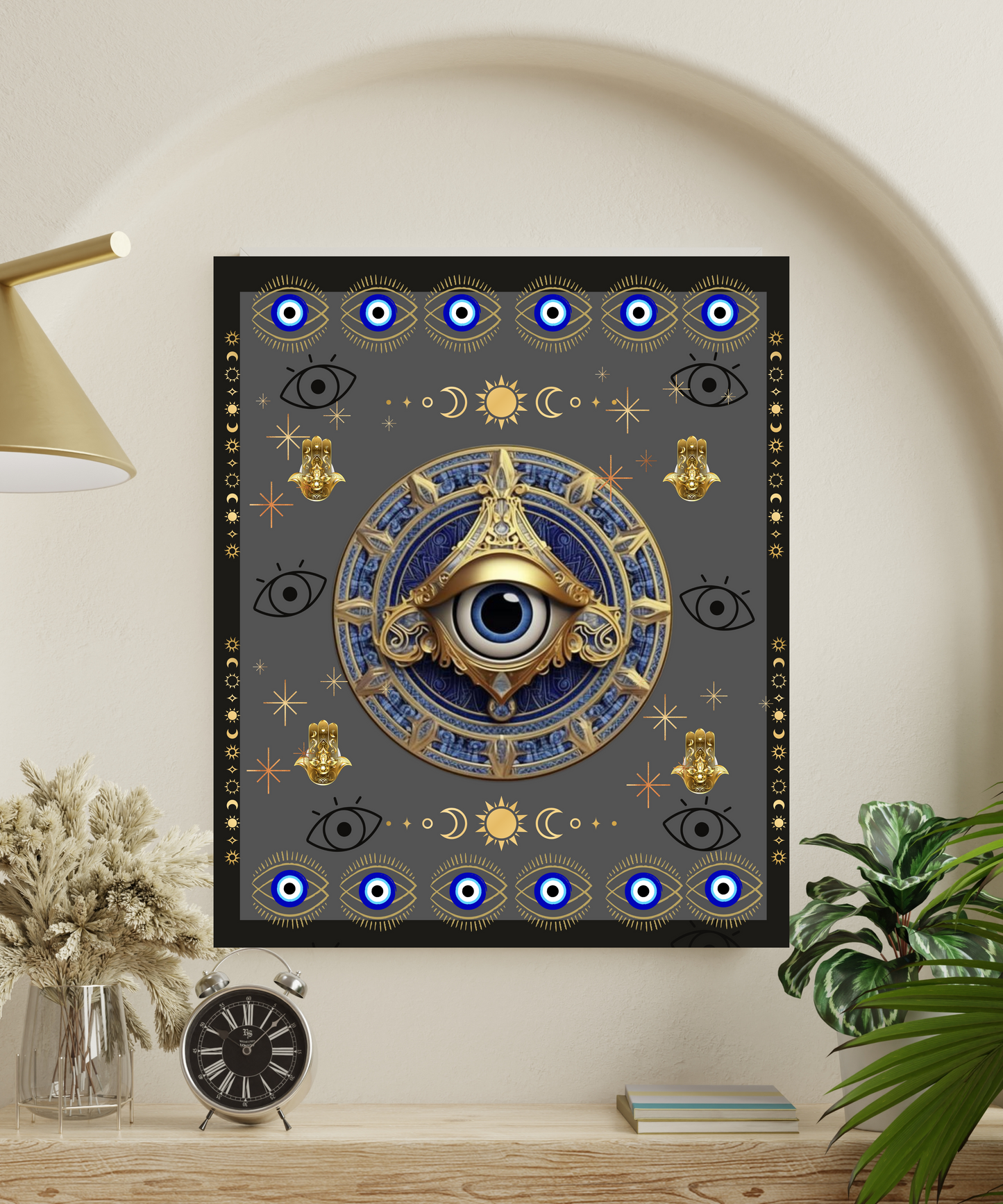 🔮 Ward Off Negativity in Style: Introducing Our Mesmerizing Evil Eye Indoor WallTapestry! 🔵✨