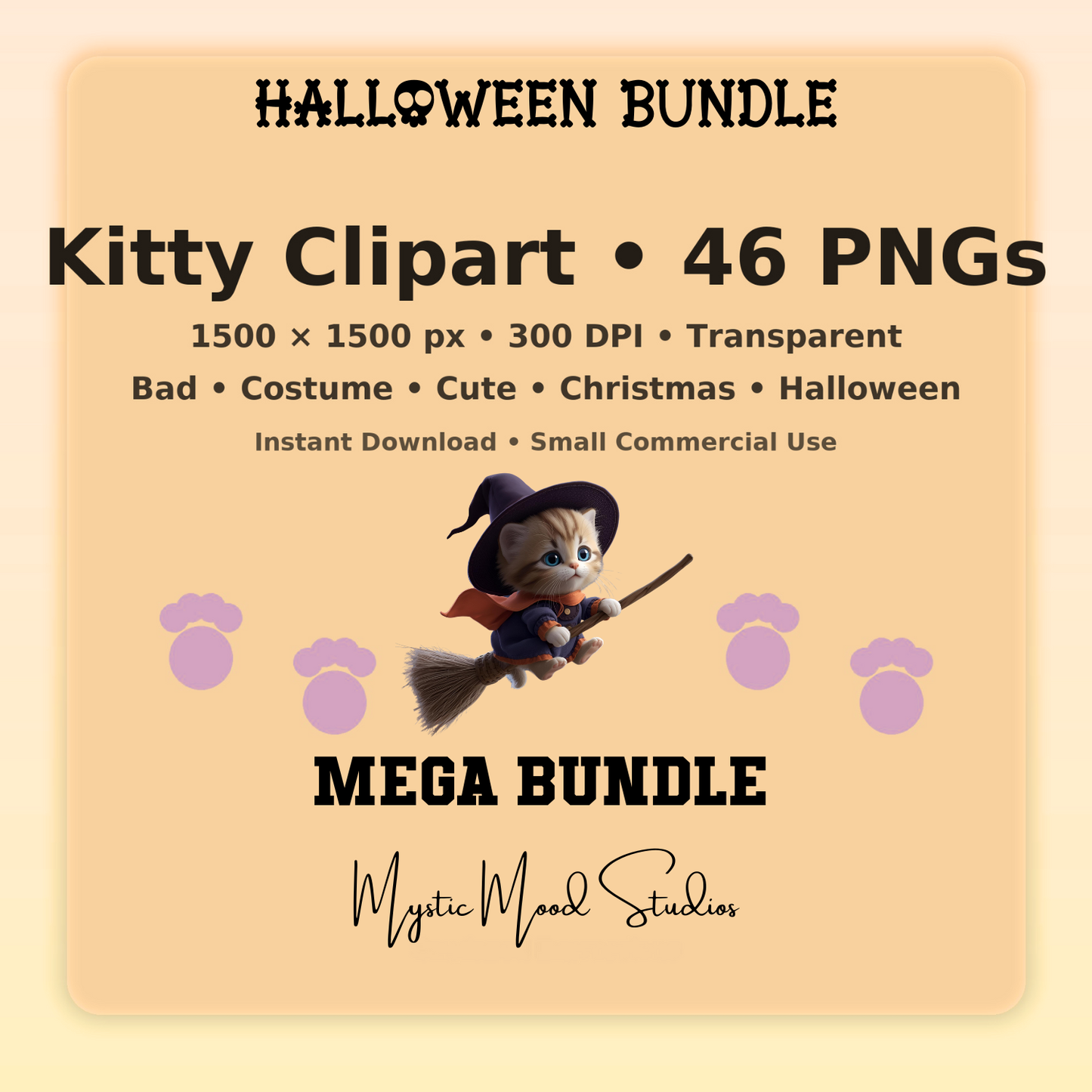 Kitty Clipart – 46 PNGs (Bad, Costume, Cute, Christmas, Halloween) Cat Stickers  Transparent