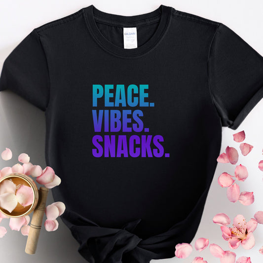 Peace Vibes Snacks T-Shirt – Cute Aesthetic Tee for Women | Soft Comfort Fit Graphic Shirt