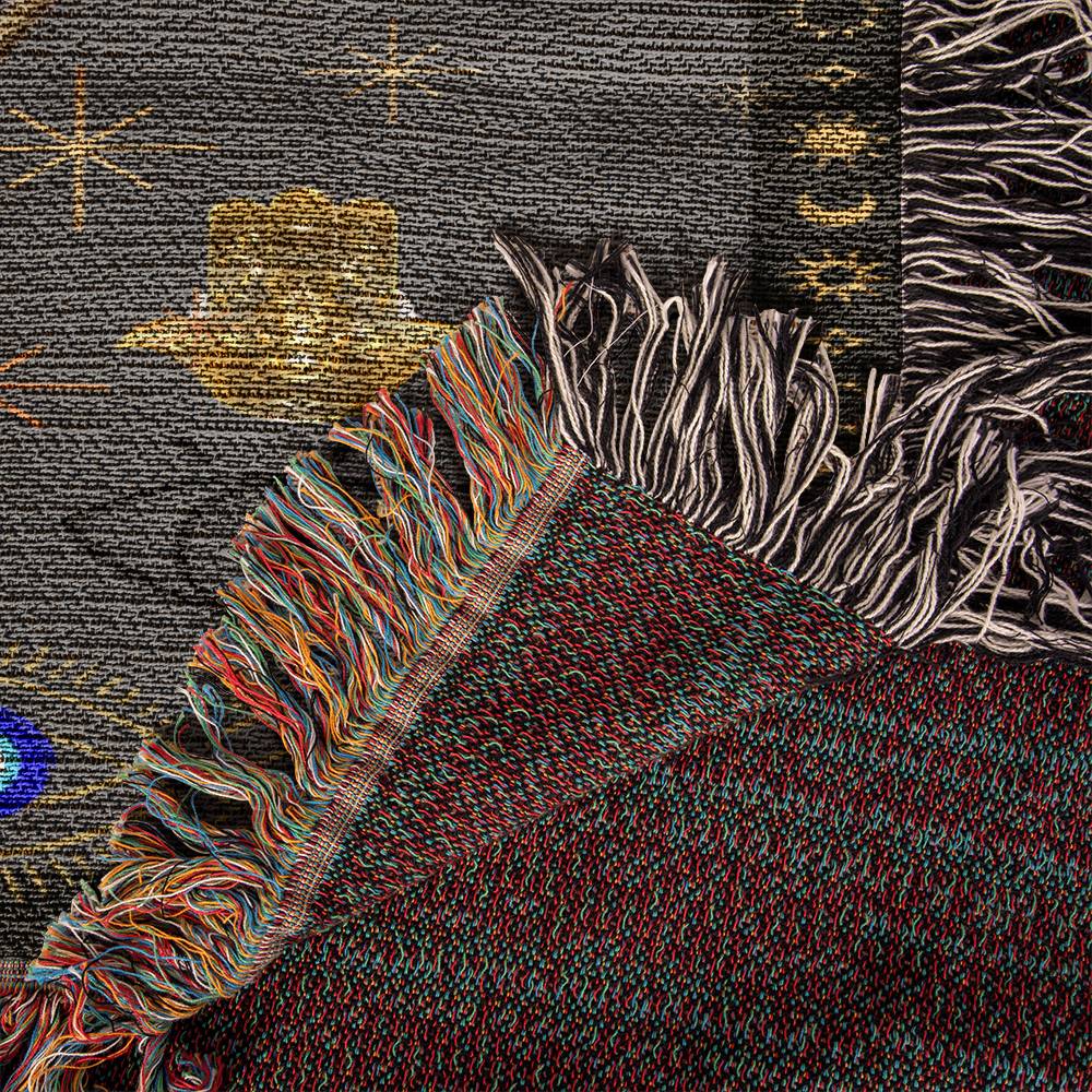 Experience the melding of comfort and mystique with our Evil Eye Woven Blanket. It's not just a blanket; it's a statement piece that invites positivity and style into your living space. Wrap yourself in the soothing energy of ancient symbolism!