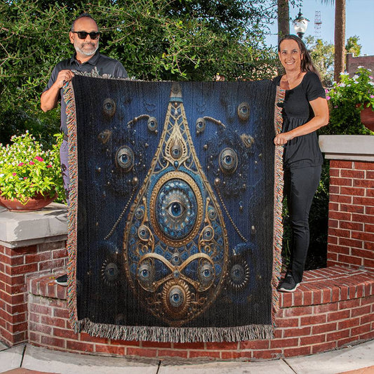 Evil Eye Woven Throw Blanket