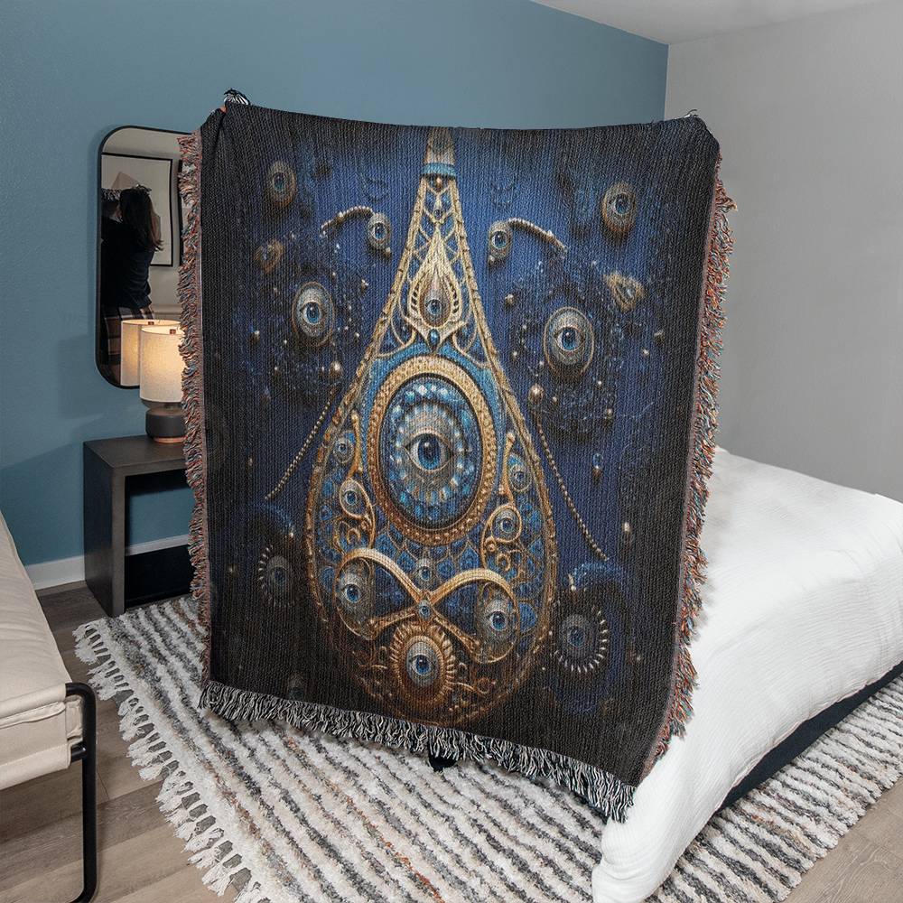 Evil Eye Woven Throw Blanket