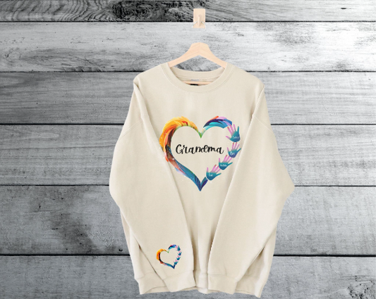 Custom Heart Sweatshirt With Personalized Names, Mom Shirt, Grandma Shirt, GiGi Shirt, Gift for Mom, Crew Neck Sweatshirt