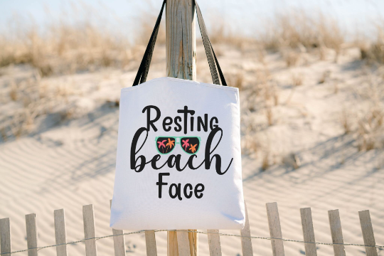 Resting Beach Face Summer Tote,  Beach Bag, Overnight Bag, Cute Sassy Bag