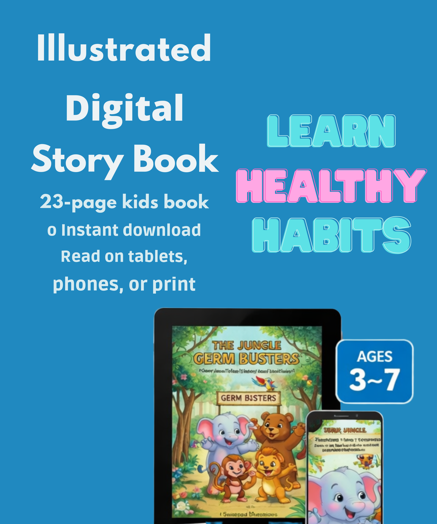 The Jungle Germ Busters – Kids Handwashing Story Book (Digital Download) A fun, gentle hygiene story for ages 3–7