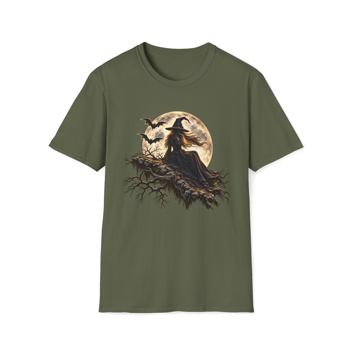 Moonlit Witch Gildan 64000 T-Shirt - Military Green