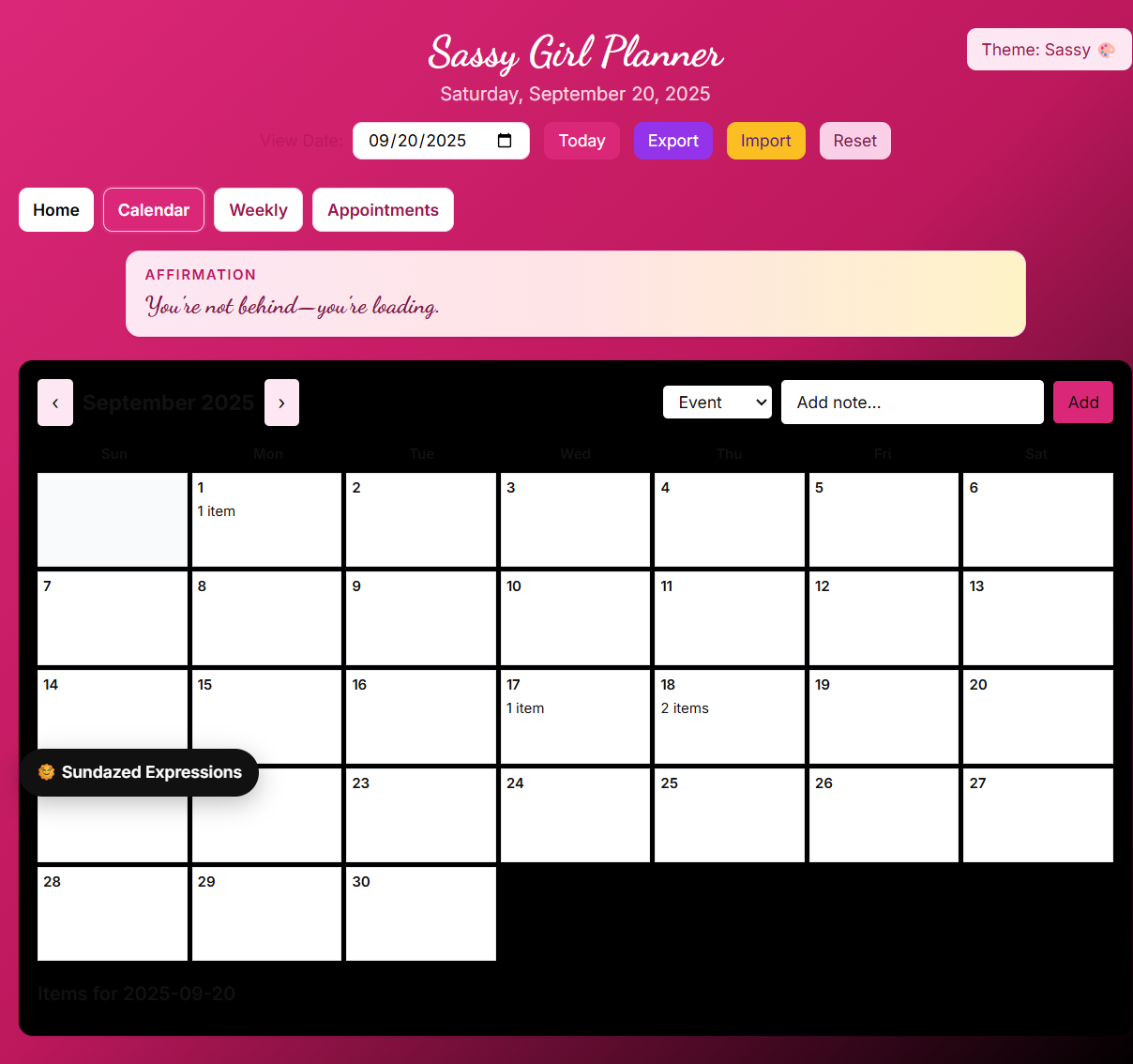 Slay-the-Day Digital Planner — Web App | Daily Goals, Habit Tracker, Calendar, Budget, Gratitude Journal