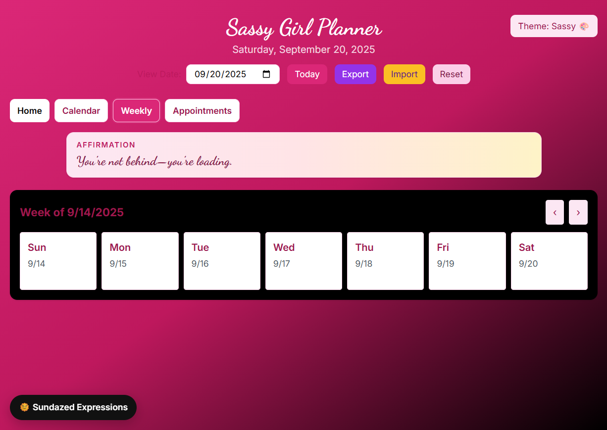 Slay-the-Day Digital Planner — Web App | Daily Goals, Habit Tracker, Calendar, Budget, Gratitude Journal