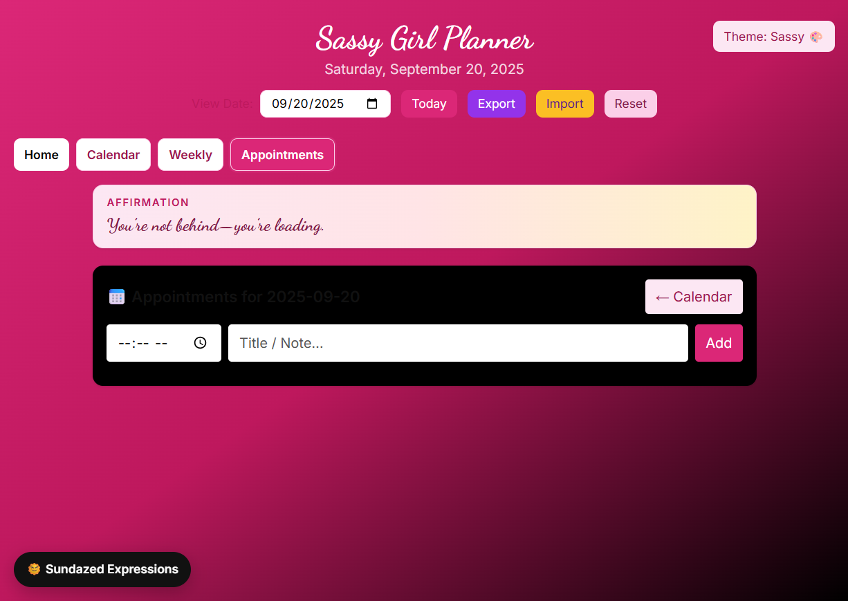Slay-the-Day Digital Planner — Web App | Daily Goals, Habit Tracker, Calendar, Budget, Gratitude Journal