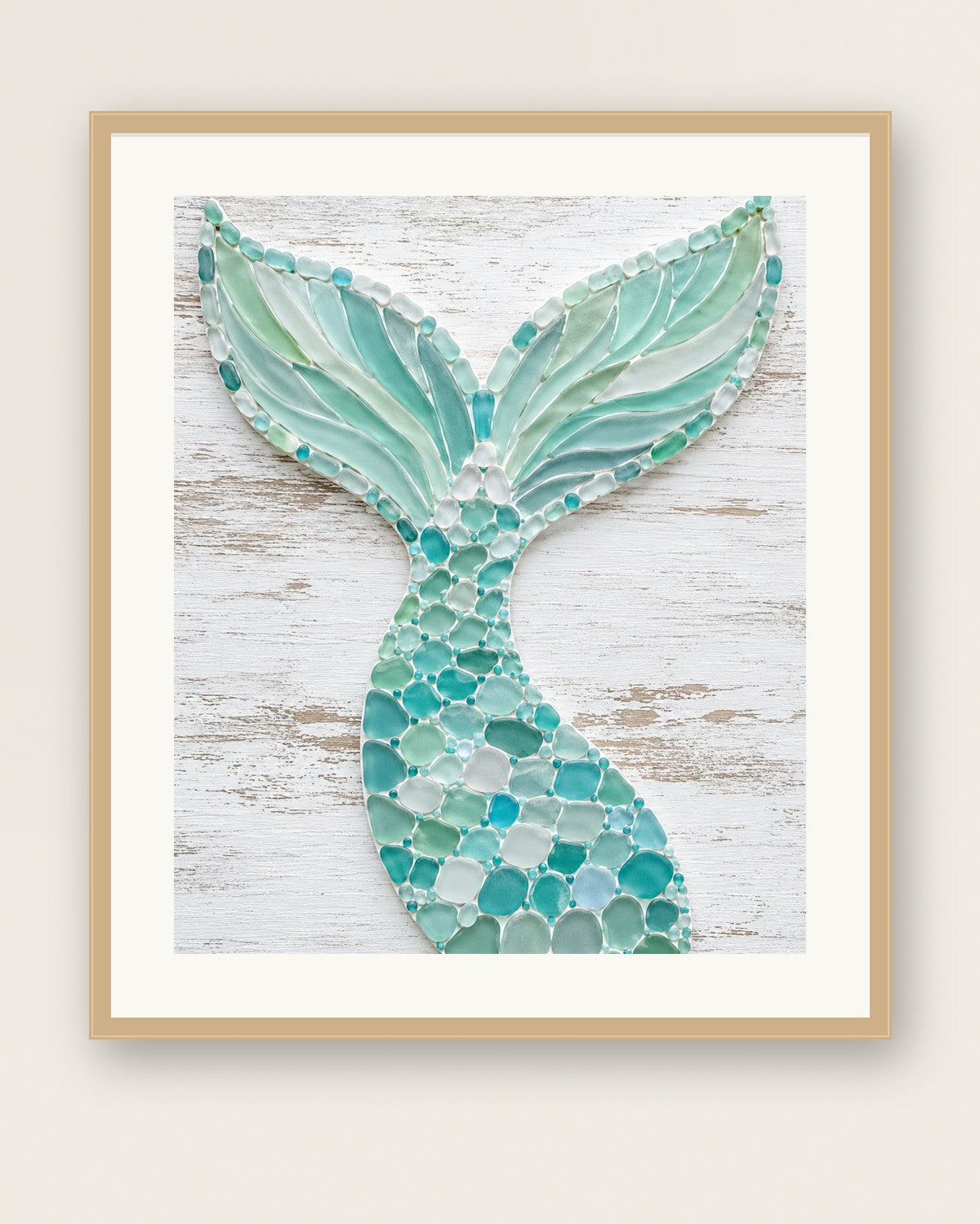 Sea glass mermaid tail framed poster mockup