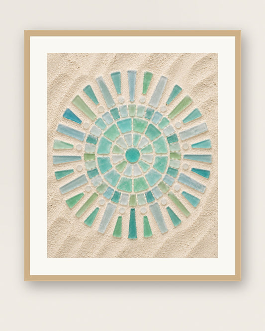 Sea glass sunburst framed poster mockup